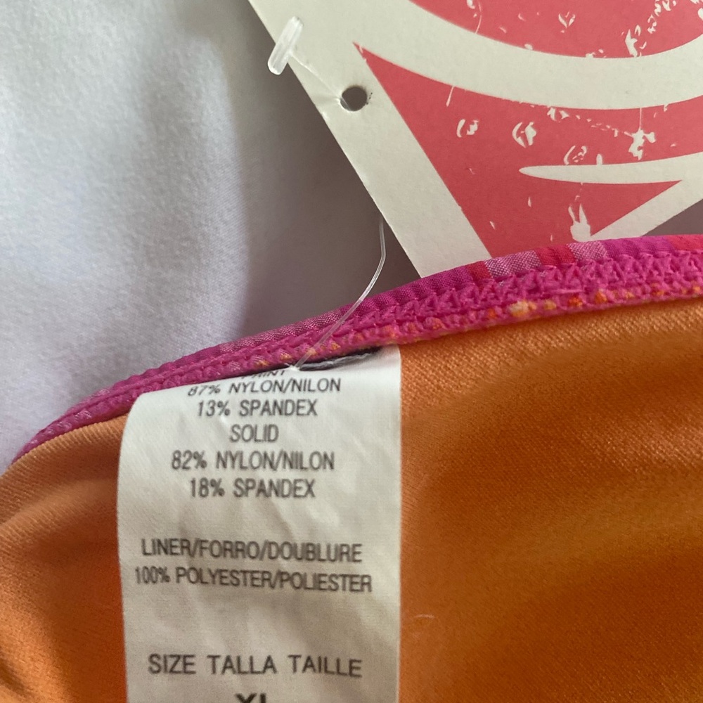 Nwt Wurl bathing suit top X-Large colors pink, orange & white - Picture 4 of 5